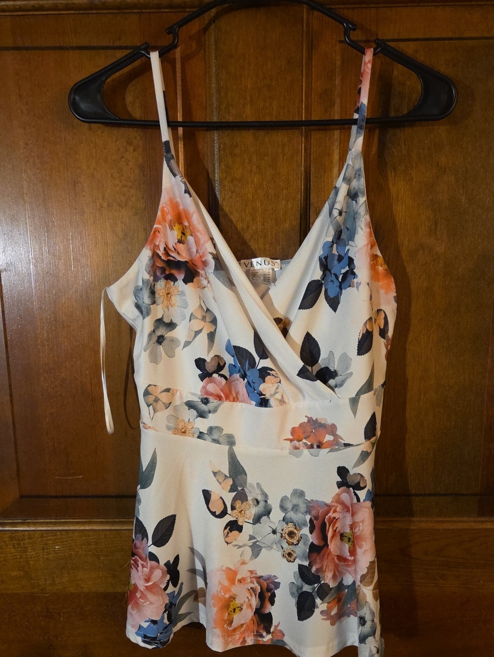 VENUS White Floral Wrap Cami with Pink & Blue Flowers